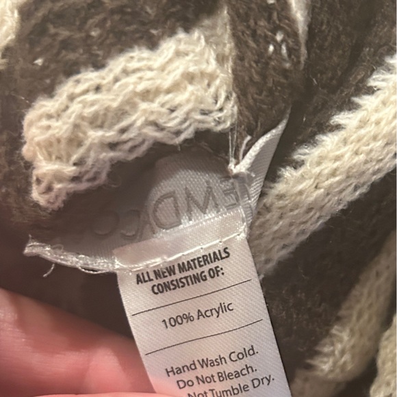 Demdaco Women’s Cowl Neck Poncho Brown Cream - Picture 6 of 8